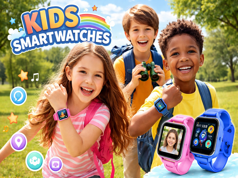 Kids using smartwatch